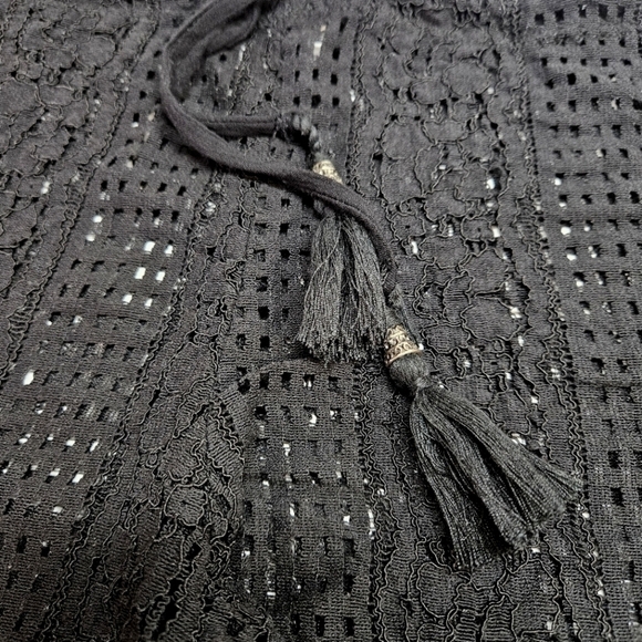 BECCA Black Crochet Lace Side Split Leg Lounge Beach Coverup Pants Small - Picture 3 of 7